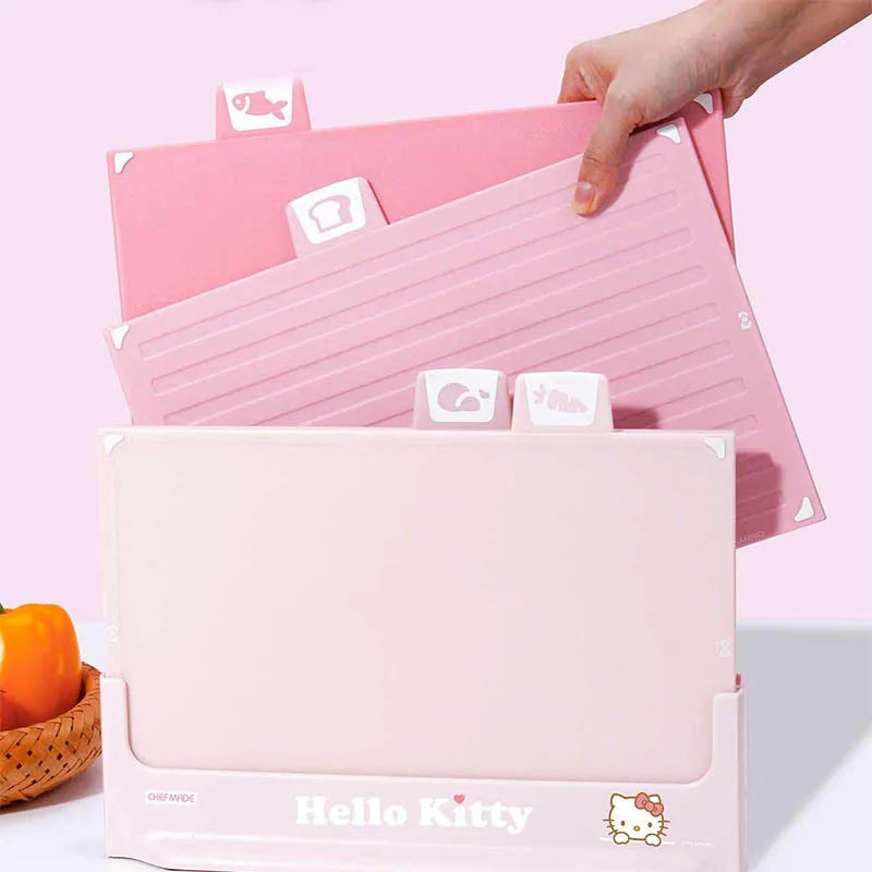 Hello Kitty Anime Girl 4-In-1 Kitchen Cutting Board PP Material with Storage Wholesale Cutting Board Set