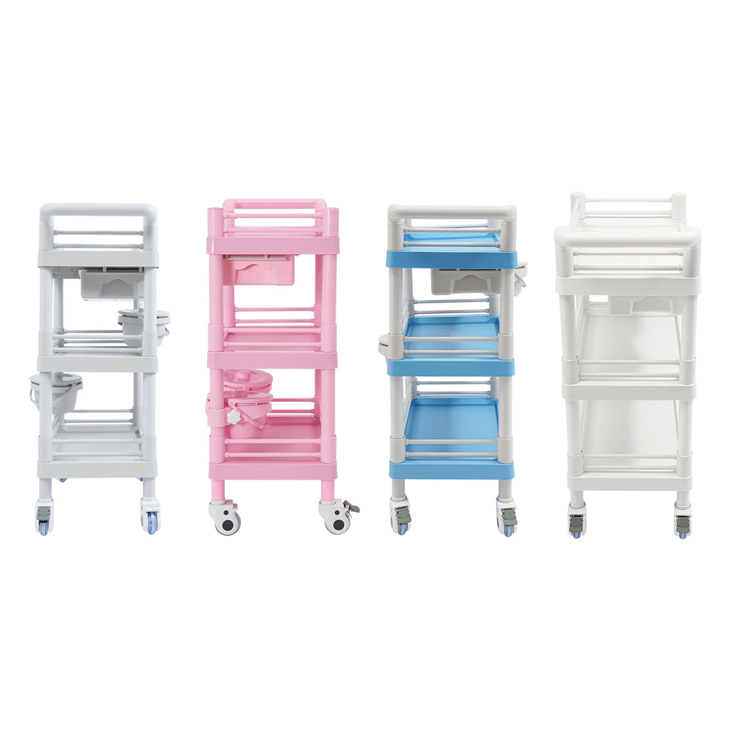 3-Tier Salon Storage Cart Movable Beauty Organizer 176 Lbs Load Utility Cart with Universal Wheels