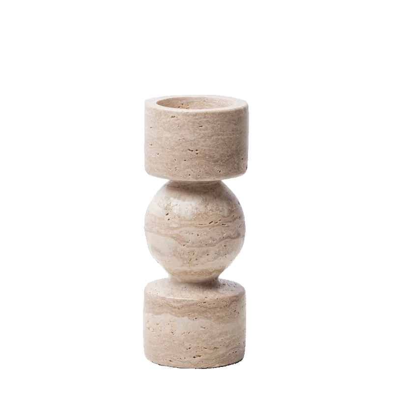 New Chinese Style Yellow Travertine Candle Holder - Elegant Home Decor for Living Room, Coffee Table, Dining Table & Model House