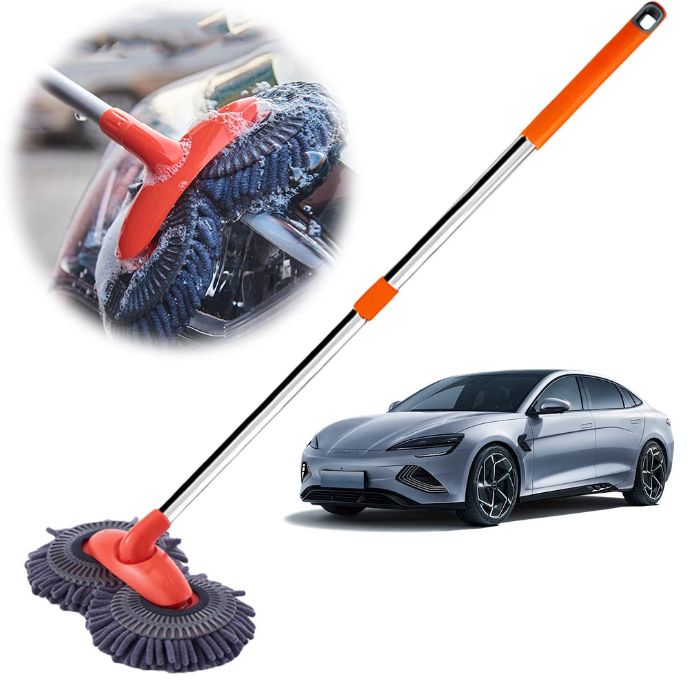 Foam Wash Brush Double Brush Head Stretching Handle Car Mop Long Handl