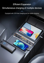 For Tesla Model 3 Highland 2024 Car USB Hub 4-Port 27w Fast Charger Smart Docking Station Adapter Power Shunt Splitter Extension