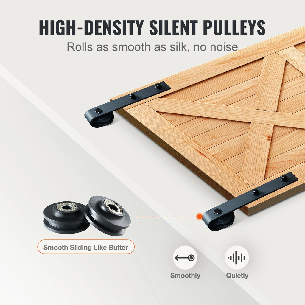 SucceBuy 8/10FT Sliding Barn Door Hardware Kit 330LBS Heavy Duty Barn Door Track Kit for Double Doors W/ Smooth & Silent Pulley