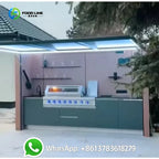 Customized Prefabricated Mobile Outdoor Kitchen Unit Contemporary Design Wind Rainproof Modular Cabinet with Cooking Area