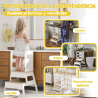 AIYAPLAY Torre de Aprendizaje 2 en 1 con Pizarra y Barrera de Seguridad Blanco