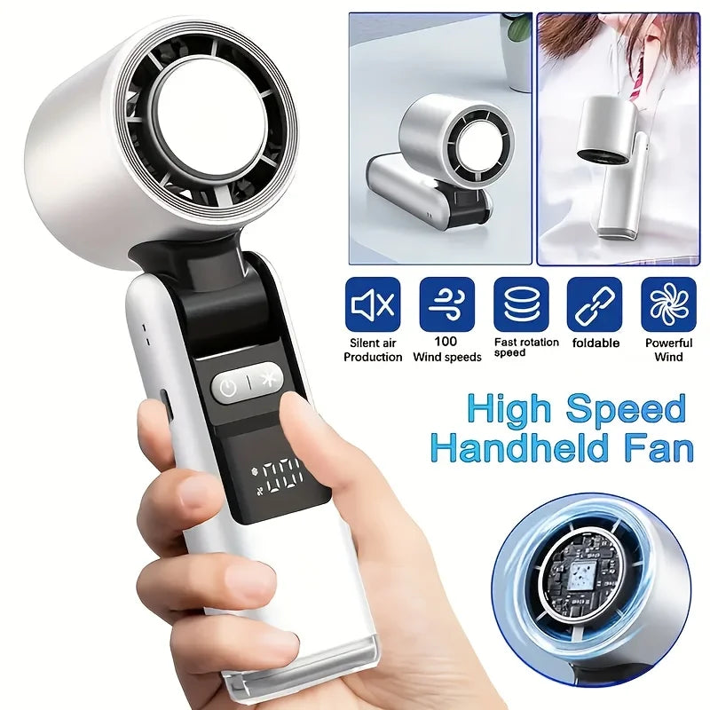 Air Cooling Fan Mini Portable Hand Fan USB Rechargeable 4000mAh Foldab