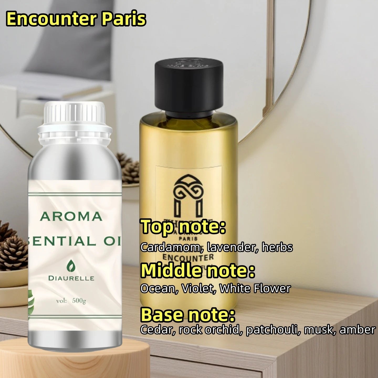 Diaurelle Hotels 500ML Long-Lasting Perfume Oil for Diffuser Hotel Home Air Freshener Strong Refreshing Aroma