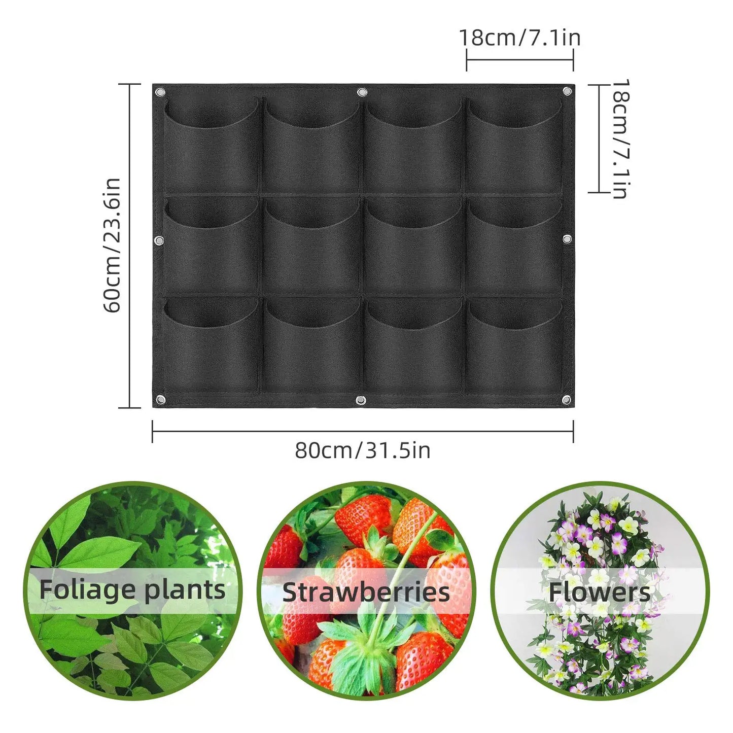 49 Pockets Hanging Planter Bags, Hanging Vertical Wall Mounted Plant Planting Grow Bags, Herb Garden Planter Outdoor Indoor Grow