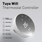 Round Floor Thermostat with LCD Mirror Screen Tuya Smart WiFi Heating Thermostat Warm Room Temperature Controller Alexa Alice