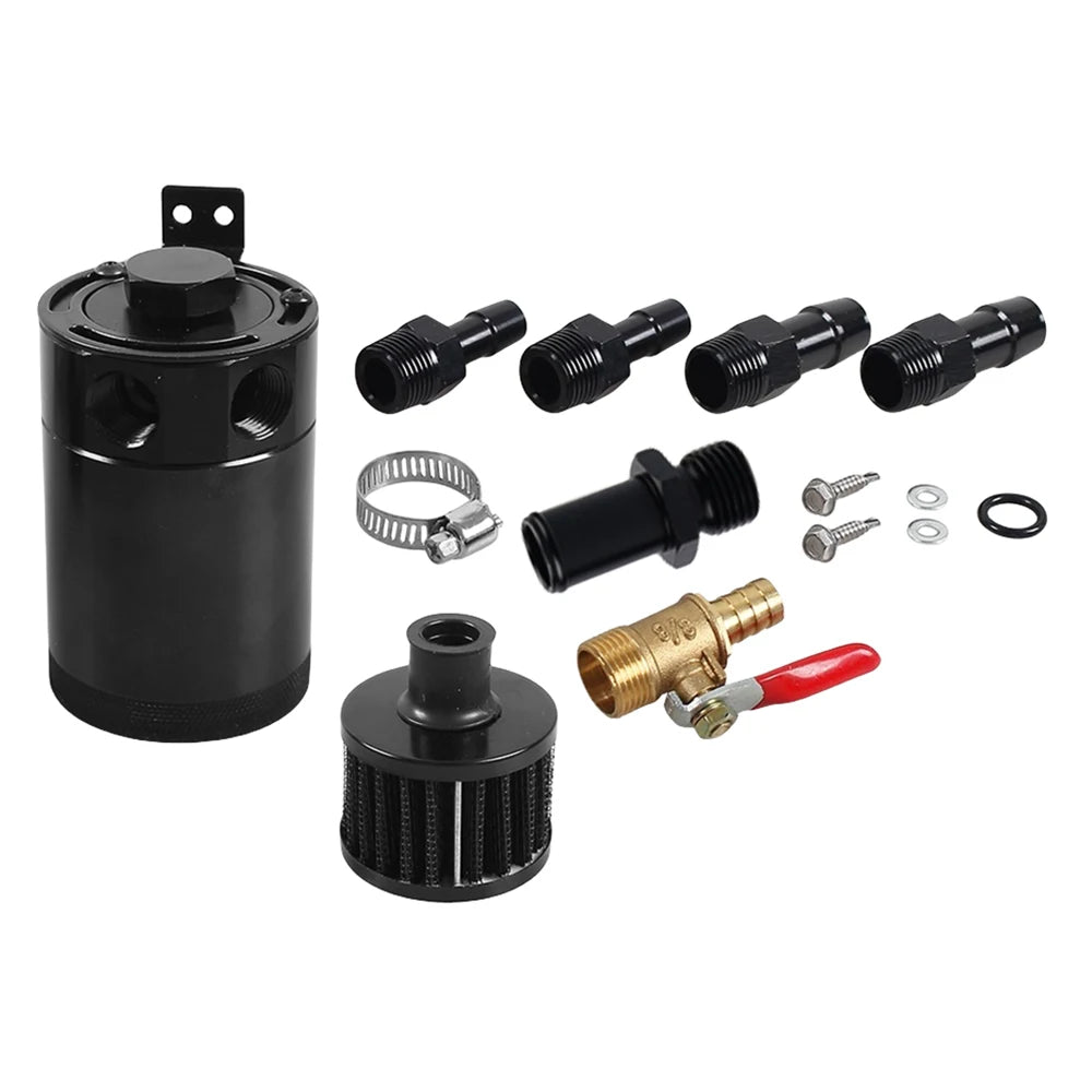 Universal Car Baffled Reservoir Separator Aluminum Alloy Car Oil Catch Reservoir 2/3 Port Fluid Filter Cylinder Tank Fuel Tack