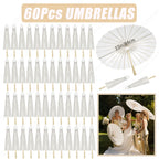 6-120Pcs 33inch Paper Umbrellas for Wedding Guest White Paper Parasol Umbrellas for Guests Wedding Photography Props with Fans