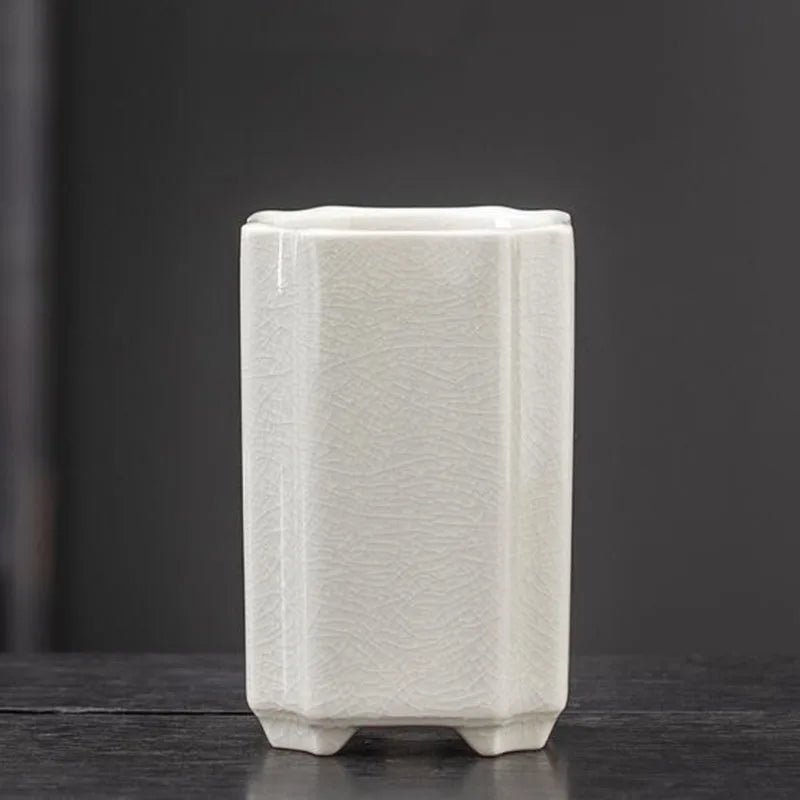 Porcelain Square Celadon Glazed Orchid Flowerpot Bonsai Vase Plant Pot Crafts Art Ornaments Home Garden Decor