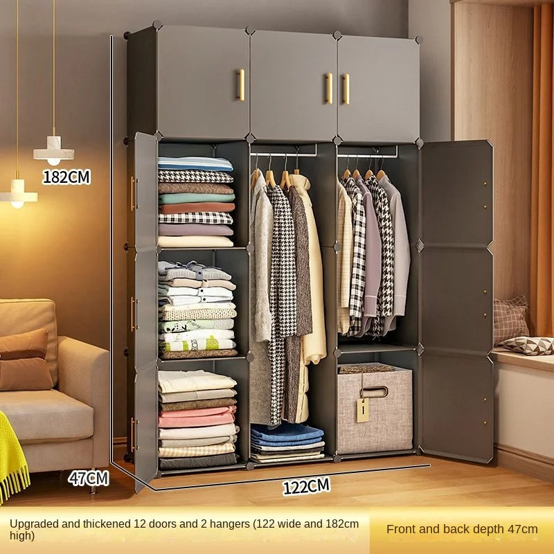 Folding Wardrobe Clothes Cabinets Simple Dressers Cube Storage Locke Closet Plastic Collapsible Sturdy Home Bedroom Furniture
