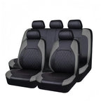 Enhanced 9PCS Universal Waterproof Car Seat Covers Full Set Front Back Protectors Quilted PU Leather with Hooks for All Vehicles