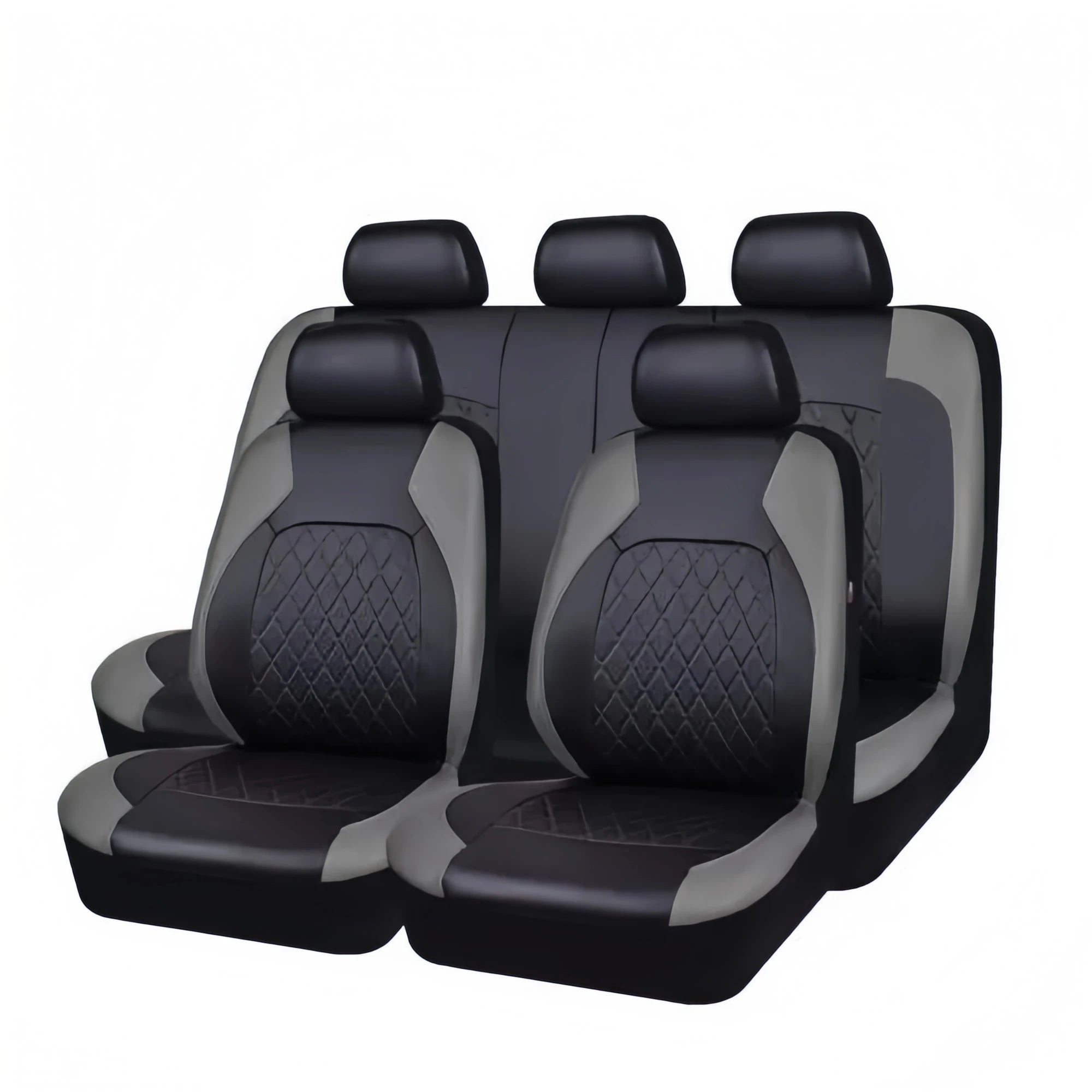 Enhanced 9PCS Universal Waterproof Car Seat Covers Full Set Front Back Protectors Quilted PU Leather with Hooks for All Vehicles