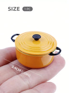 1 Pcs Dollhouse Miniature Kitchen Metal Stock Pot & Kettle: 1/12 Mini Simulation Kitchen & Dining Table Household Cookware Decor