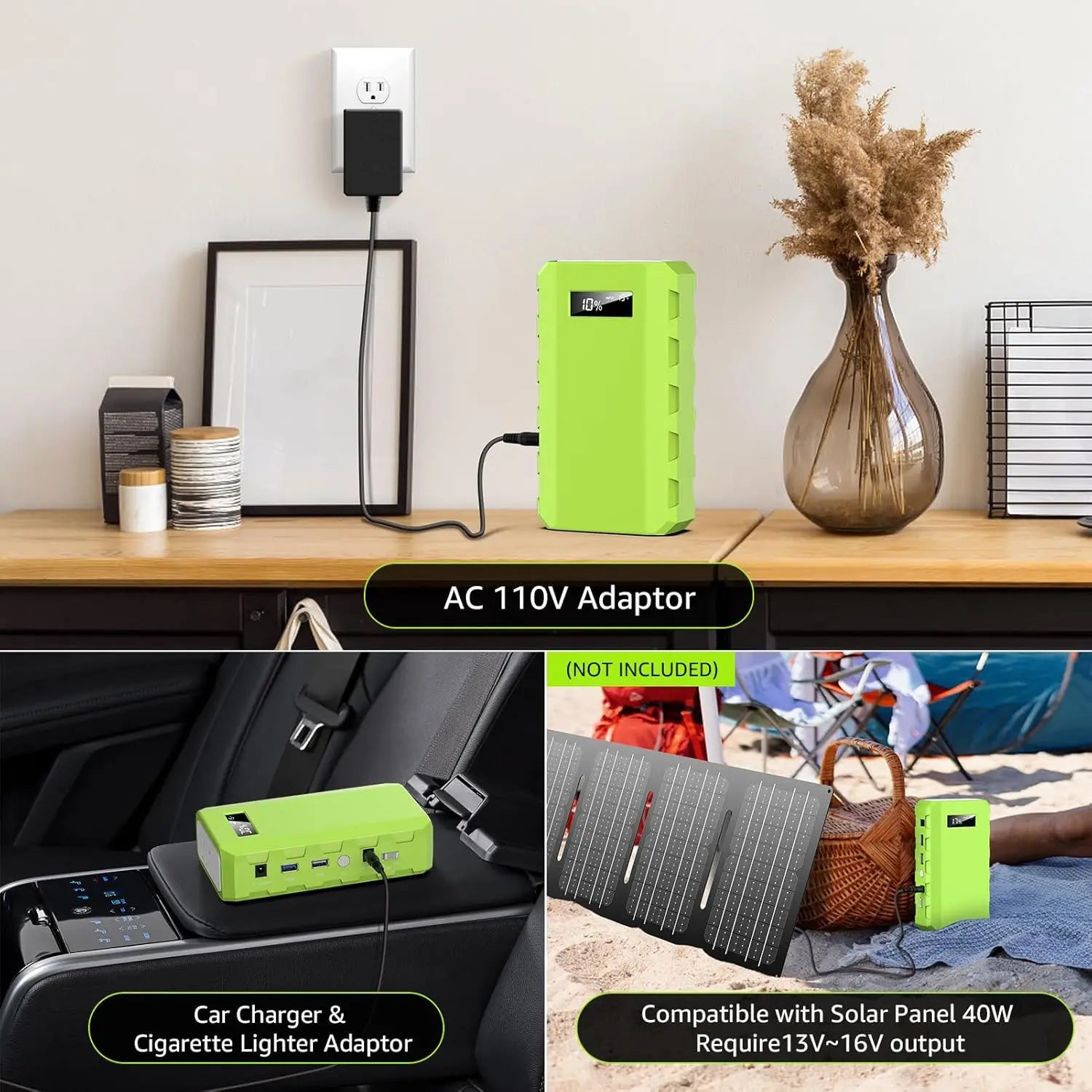 Portable Power Station with AC Outlet, 65W/110V External Battery Pack 24000mAh/88.8Wh Power Bank for Outdoor Tent Camping Home