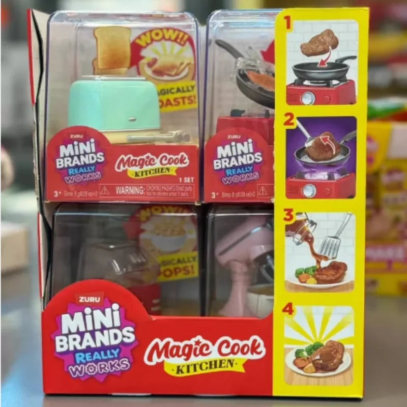 in Stock Mini Brands Magic Cook Kitchen Set Surprise Toy Mini Appliances Really Works Washing Machine Oven Stove Toy Children