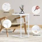 C-Shaped End Table 2-Pack - Sliding Metal Frame Sofa/Bedside Tables, Space-Saving Tall Side Tables for Living Room/Bedroom