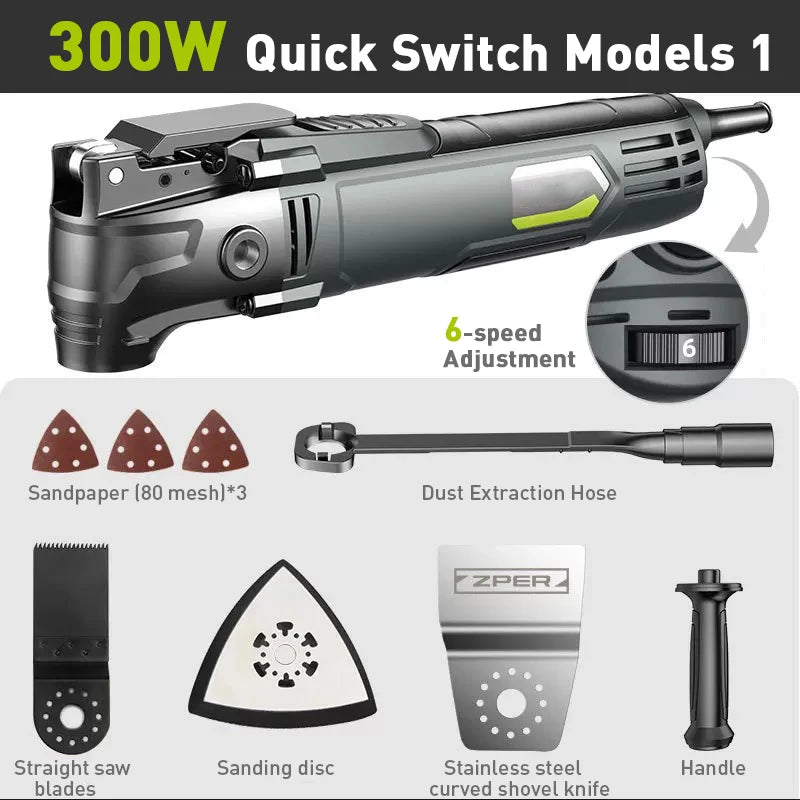 500W Electric Multifunction Oscillating Tool Electric Trimmer Saw Variable Speed with Accessories Home Decoration Renovate 5°