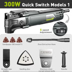500W Electric Multifunction Oscillating Tool Electric Trimmer Saw Variable Speed with Accessories Home Decoration Renovate 5°