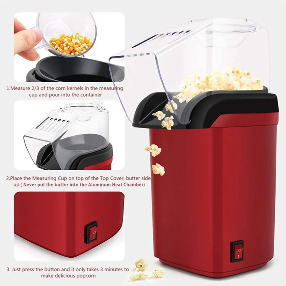 High Popping Rate Popcorn Machine for Home Kitchen Mini Popcorn Machine  Fully Automatic Popcorn Machine Electric Air Popper