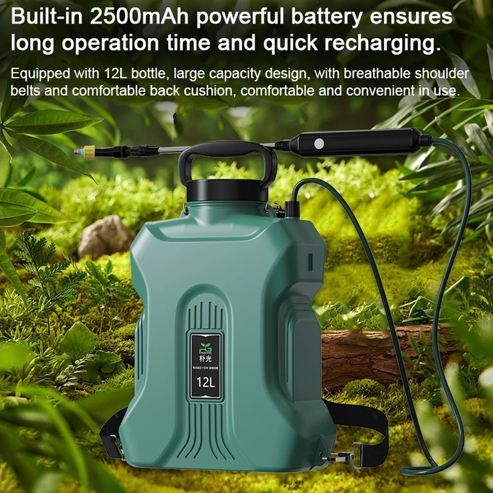 12L Rechargeable Shouldered Sprinkler Handheld Electric Sprayer Atomizing Watering Bottle Water Sprayer Garden Plants Sprayer