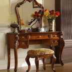 Salon Aesthetic Vanity Table Wood Large Brown Luxury Organizer Dresser Bedroom Drawer Beauty Makeup Penteadeira Trendy Furniture
