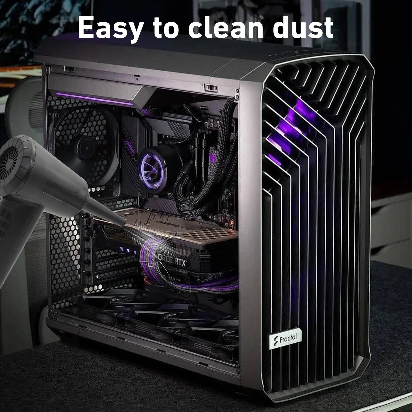 Protable Air Duster for Computer Cleaning 50000RPM Cordless Compressed Air Blower with LED Light for PC, Keyboard, and Car