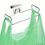 1Pc Stainless steel kitchen garbage rack: household wall mounted plastic bag storage rack, kitchen storage daily essential tools