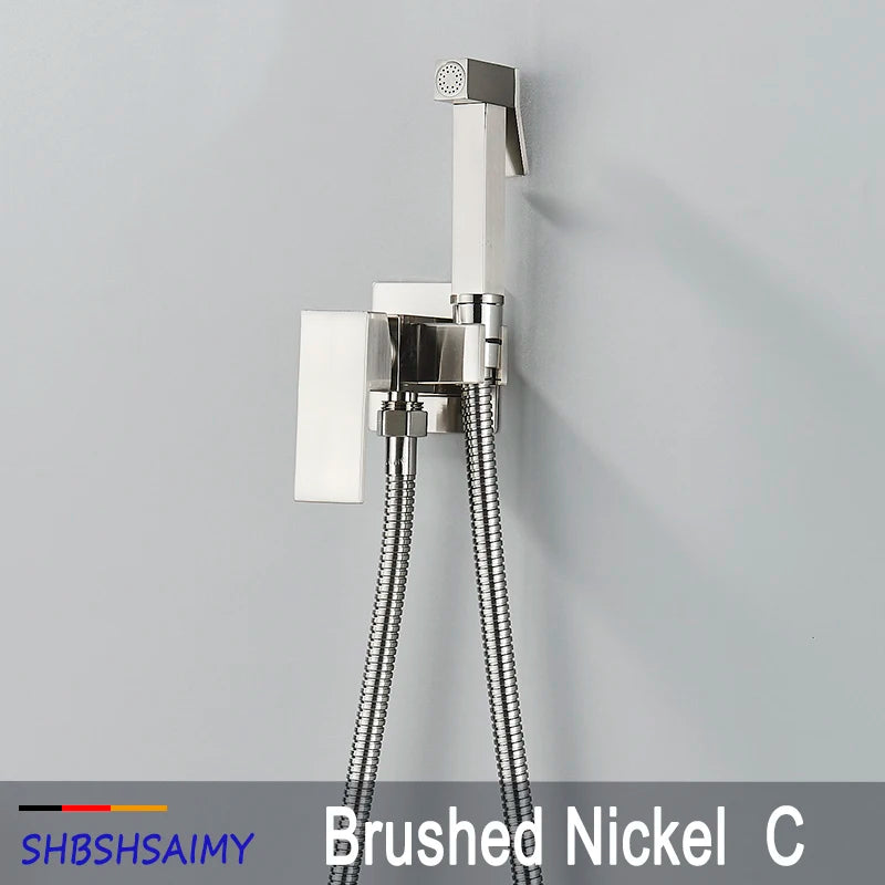 SHBSHAIMY Black Brass Bathroom Bidet Faucets High Pressure Sprayer Shower Tap Bidet Toilet Washer Hot and Cold Water Mixers