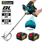 Gisam Brushless Electric Concrete Mixer 6Speed Cordless Cement Mortar Plaster Mixer Blender Paint Mix For makita 18v battery pin