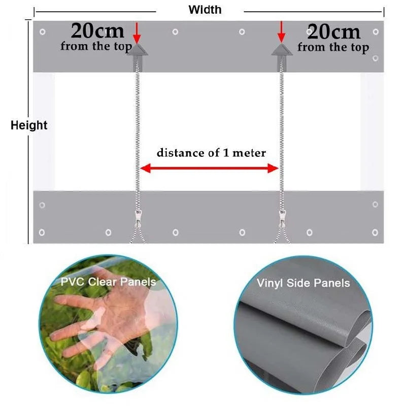 Customizable Transparent Zipper Tarpaulin with Twist Lock Pergola See Though Tarpaulin Heavy Duty Carwash Room Waterproof Screen