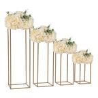 4Pcs Tall Gold Wedding Backdrop Flower Vase Stand Metal Table Centerpieces Decor Floral Arrangement for Party Home Decor