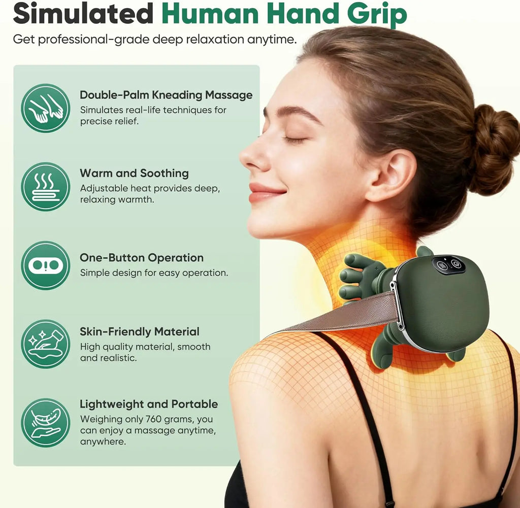 Bionic Finger Neck Shoulder Massager Wireless Neck Cervical Trapezius 4D Kneading Body Back Hand Massage Shawl Brushless Motor