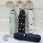 Bling Rhinestones Handle Sunshade Umbrella Women's Sunshine Rain Umbrella Portable Polka Dots Anti UV Folding Sun Umbrella