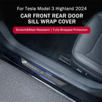 For Tesla Model 3 Highland Front Rear Door Sill Wrap Cover Anti Scratch Stainless Steel Door Sill Strip Plate Car Accessories
