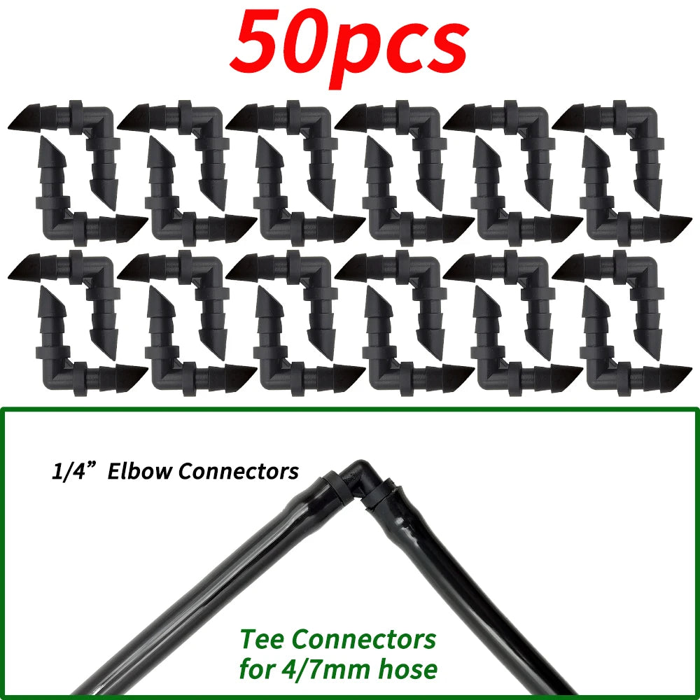 4/7mm Hose Dripper Water Tee Connector Plastic Barbed 1/4" Pipe Tubing Watering Coupling Joint Garden Micro Drip Irrigation Tool