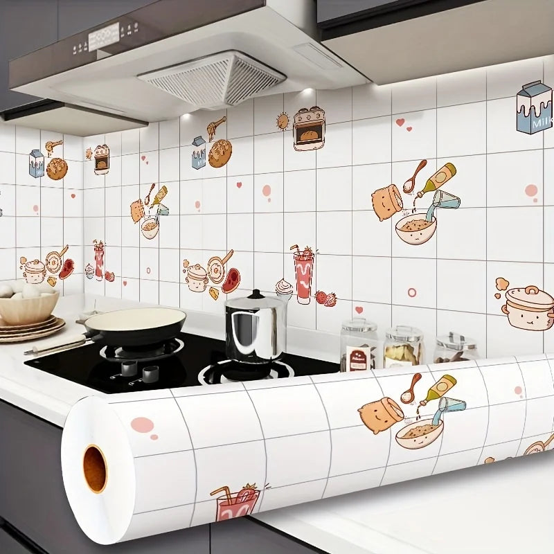 Kitchen Oil Proof Stickers High Temperature Resistant Aluminum Foil Oil-Absorbing Paper Refurbished Wall Stickers Self-Adhesive