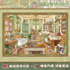 Kawaii Garden Tea Party 3D Ancient style kitchen Landscape Sticker  DIY Pocket Cabin Scene festival gift