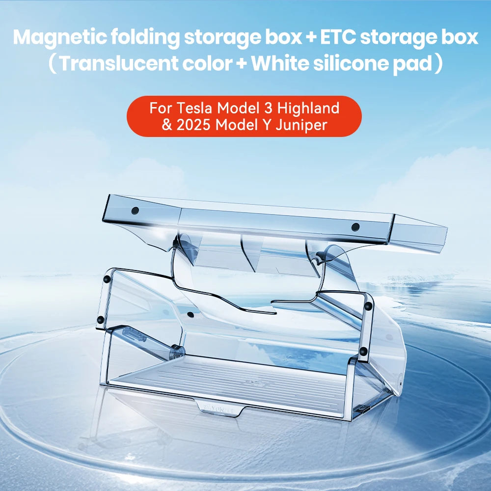 YZ For 2021-2025 Tesla Highland Model 3 Y Juniper Tray Magnetic Under Screen Hidden Storage Box Magnetic Hidden Screen Box