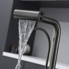 Waterfall Faucet Multi-functional 4 Mode pure Hot Cold Water Kitchen Faucet Sprayer Sink Wash Tap 360° Rotation gun gray Brushed