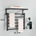 Black Bathroom Electric Heated Towel Rack with Digital Display Touch Thermostatic Dry Towel 304 Stainless Steel Heater