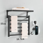 Black Bathroom Electric Heated Towel Rack with Digital Display Touch Thermostatic Dry Towel 304 Stainless Steel Heater
