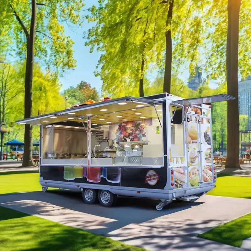 Customized Fast Food Caravan Mobile Kitchen Truck Shipping Container Food Trailer Complete Cooking Equipment System
