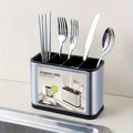 1pc KitchenD Utensil Organizer Rack, Multi-Functional Drainer for Spoons, Knives, Forks & Spatulas, Home Storage Shelf, Utensil