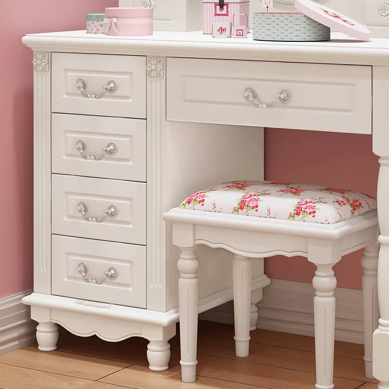 Vanity Stool Dressing Table Essentials Luxury Kawaii White Dressing Table Storage Organizer Mesa Maquillaje Home Furniture