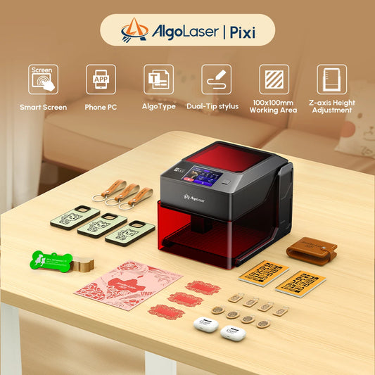 Algolaser Pixi 3.5" Screen AlgoOS Smart Laser Engraving Machine Easy Operation For Beginners Wood Glass DIY Wood Router Cutter