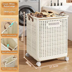 Folding dirty clothes basket, household laundry basket, with wheels, large capacity storage basket, balcony bathroom crevice