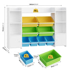 Getone Toy Storage Unit, Children's Bookcase, Toy Organiser with 8 Boxes and 9 Shelves 138x29x94 cm White/Pink