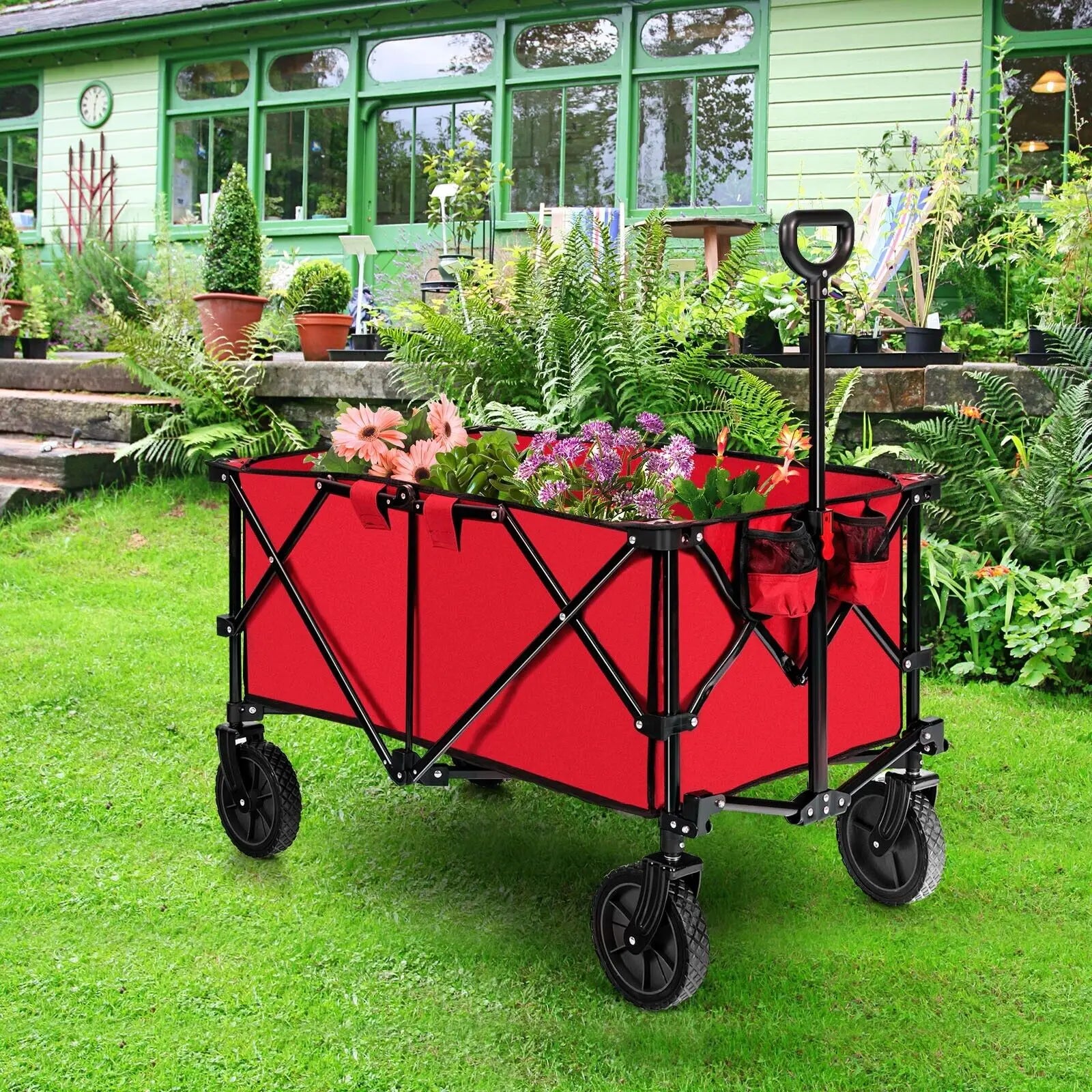 GOFLAME Folding Camping Wagon Collapsible Beach Garden Trolley Buggy Shopping Cart 212L